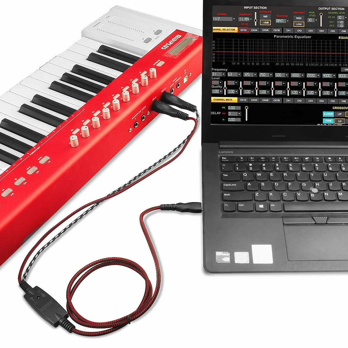 Câble USB MIDI Interface USB à 5 broches MIDI Convertisseur 1.5M pour PC/Mac/ordinateur portable