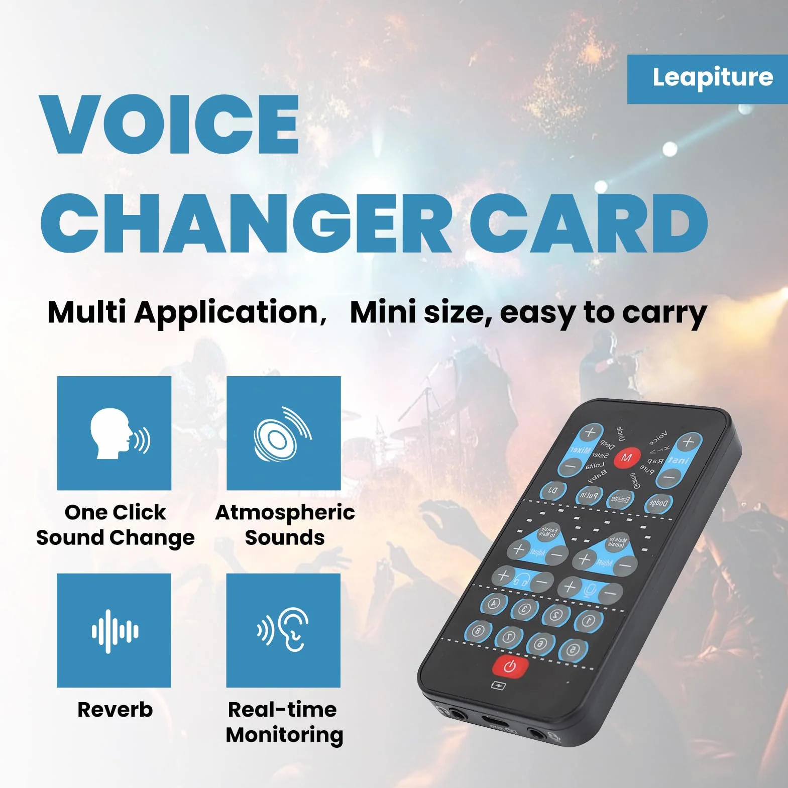 Mini Changeur De Voix 8 Effets Sonores Portable Carte Son pour Diffusion en Direct