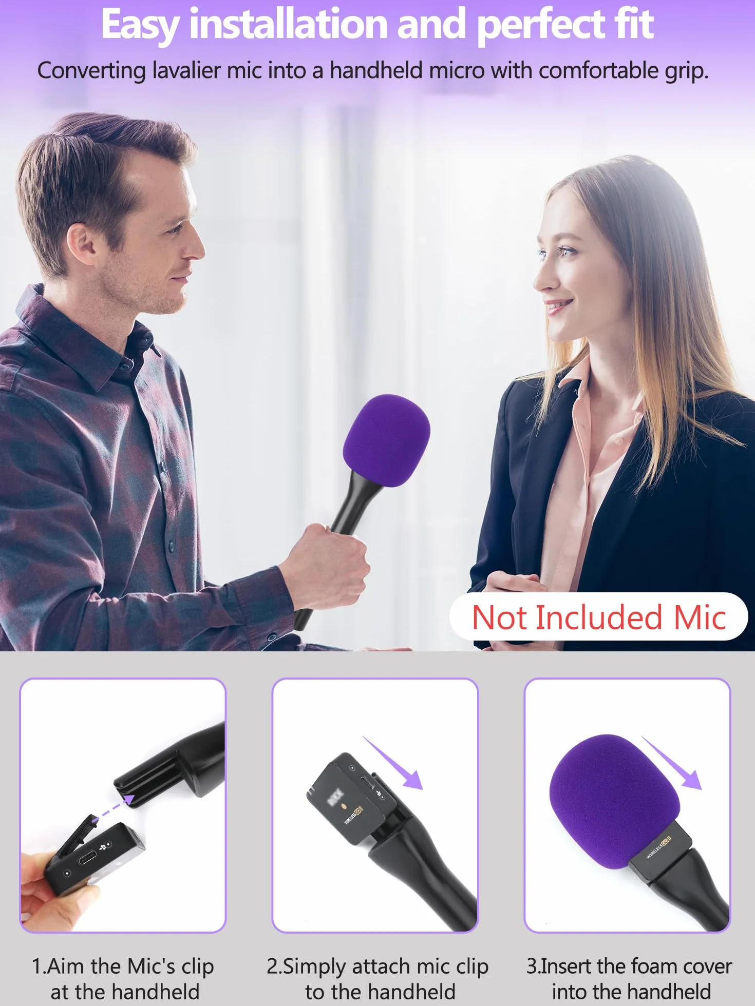 YOUSHARES Poignée DJI Adaptateur Interview GO sans Fil pour Rode Wireless GO II, Support Cravate pour DJI Mic 2