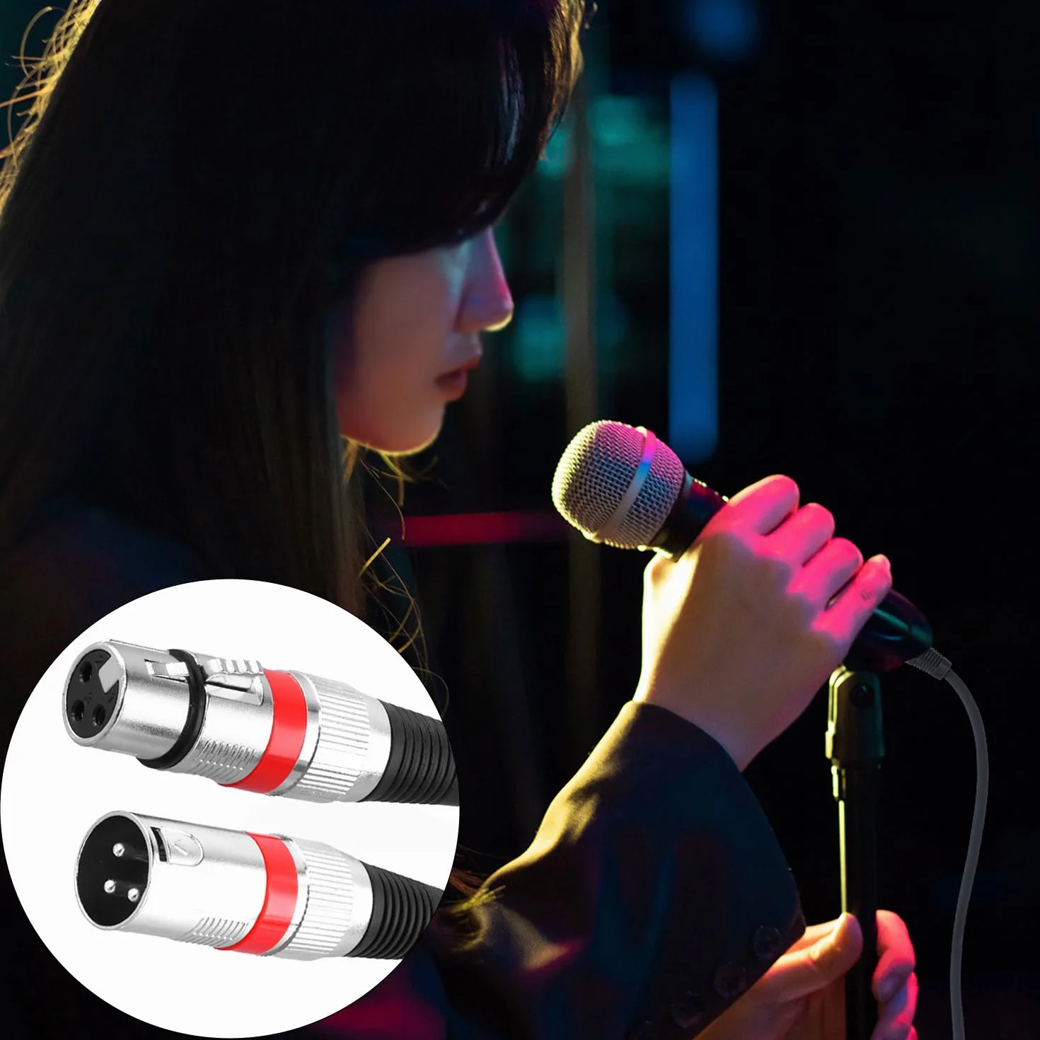 QWORK 5 Pièces Câbles XLR 5M Mâle vers Femelle 3 Broches pour Microphone Haut-parleurs