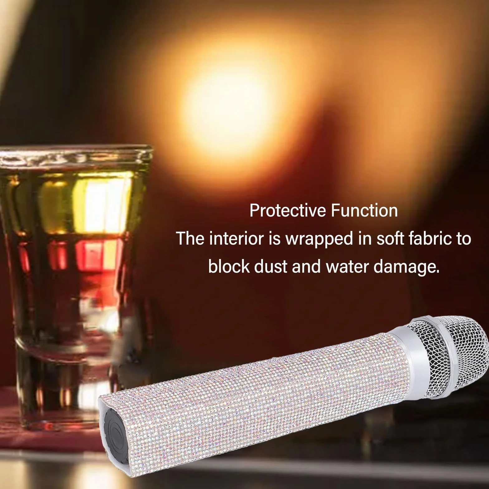 Housse Décorative Brillante pour Microphone, étui de Micro en Cristal pailleté