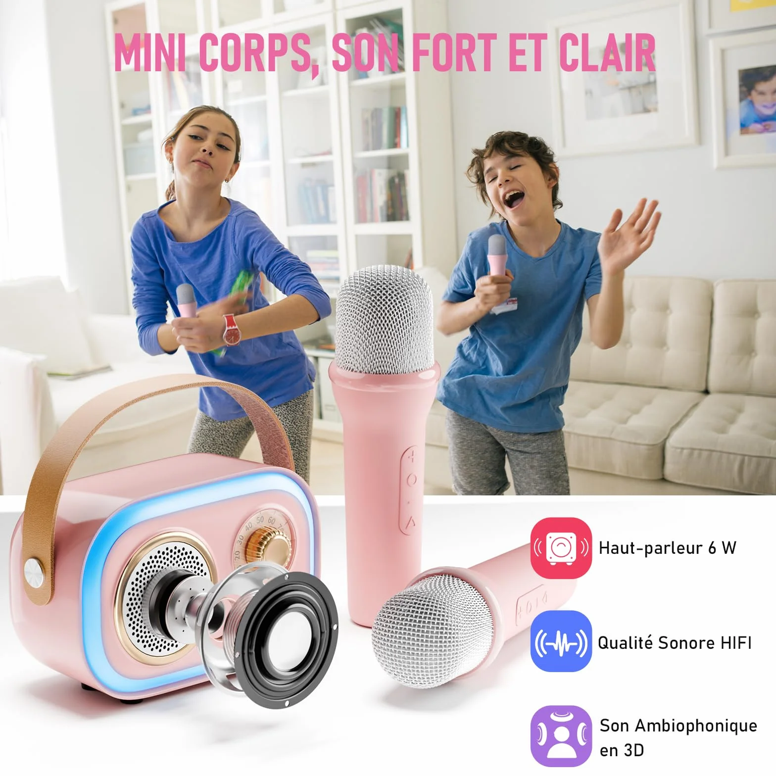 Micro Karaoke Enfant Cadeau Fille 4-12 Ans Anniversaire Jouet Microphones