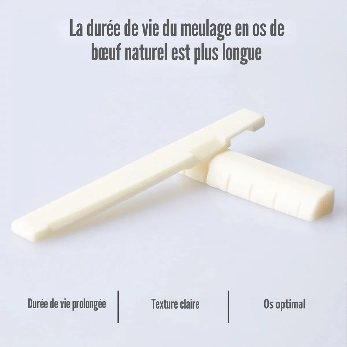 Ensemble de Sillets de Tête et Chevalet en os Véritable est Compatible pour Guitare Acoustique 72/43 mm, Pack de 2