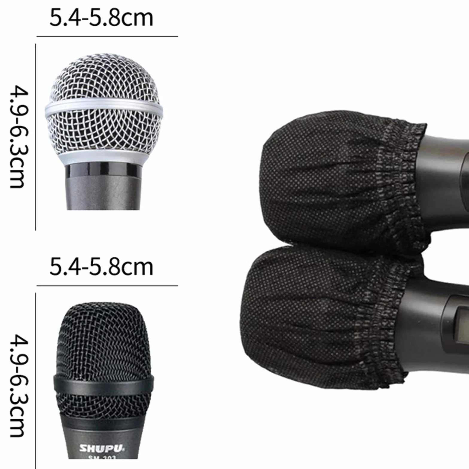 Sufang 100 Pièces Housse de Microphone Jetable Non-tissé Pare-Brise KTV Noir