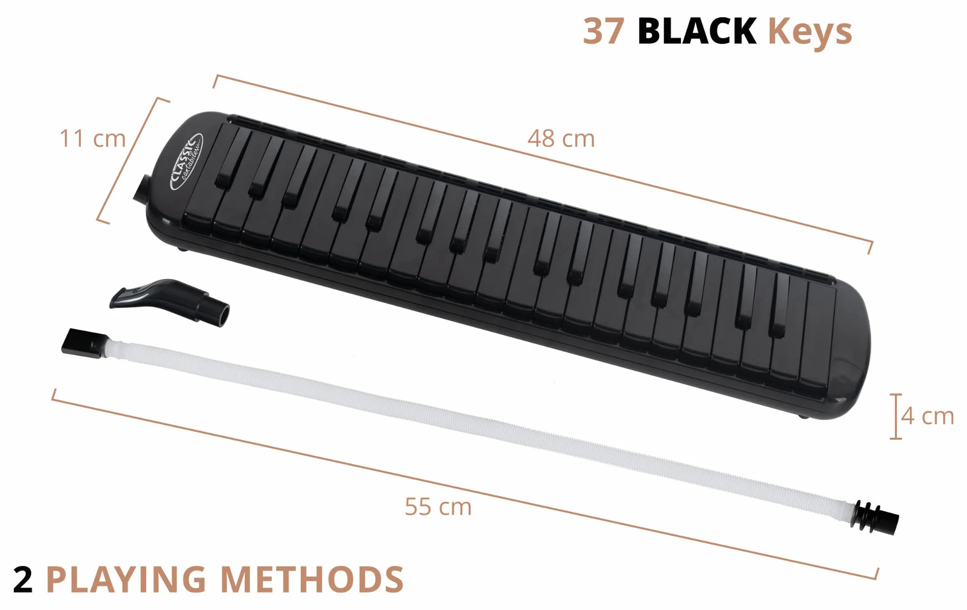 Classic Cantabile PML-37 BK Mélodica 37 touches noires f-f³ Noir avec étui