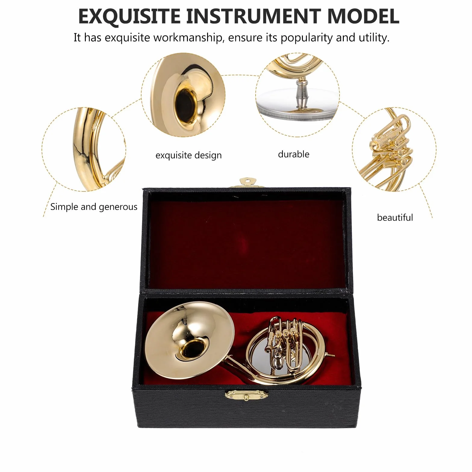 Sousaphone Cuivre Mini Modèle avec Support et Boîte Décoration de Table