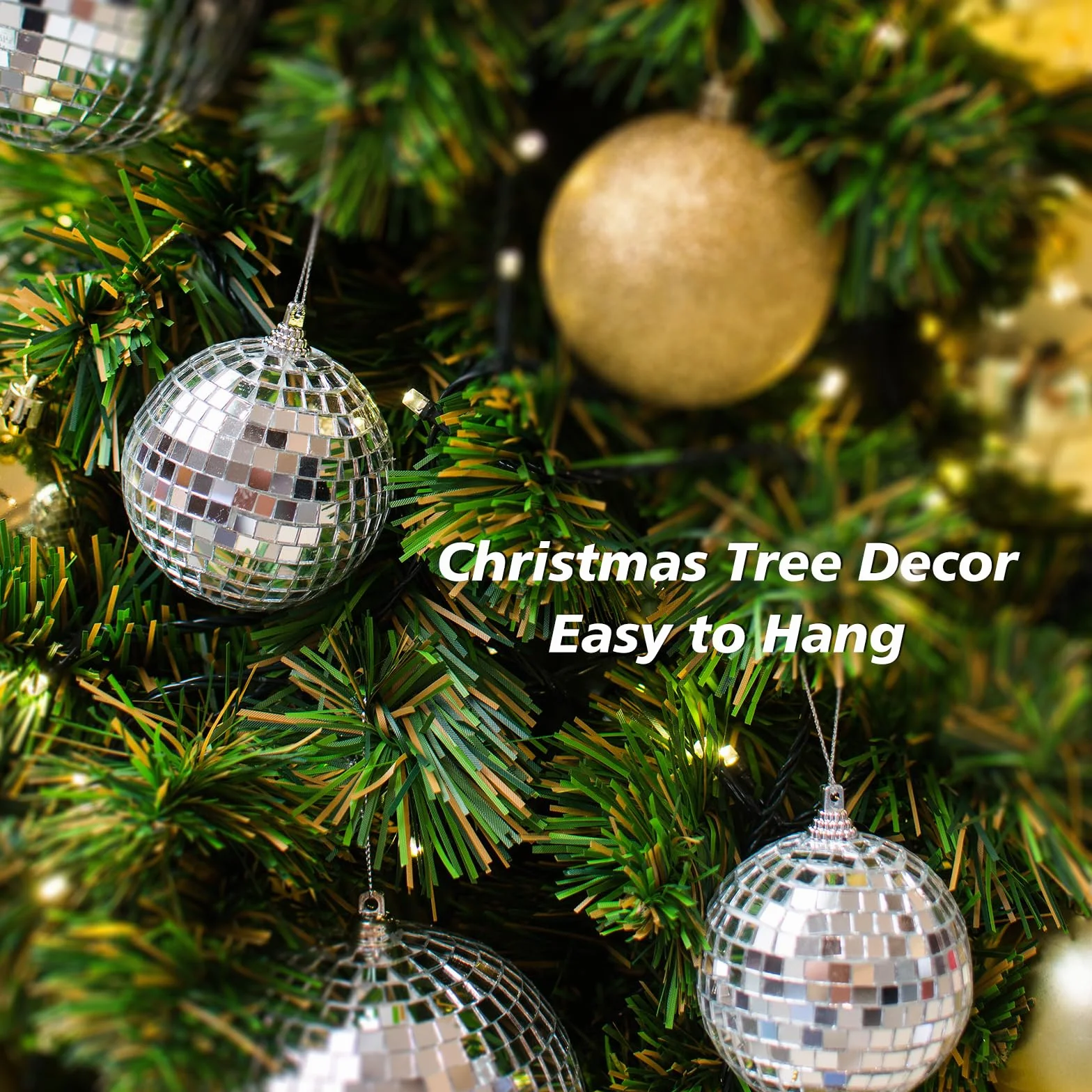 Boule à Facettes Disco 10 cm – Lot de 2 Boules Miroir Argentées à Suspendre, Déco Sapin de Noël, Mariage, Anniversaire, Fête & Soirée