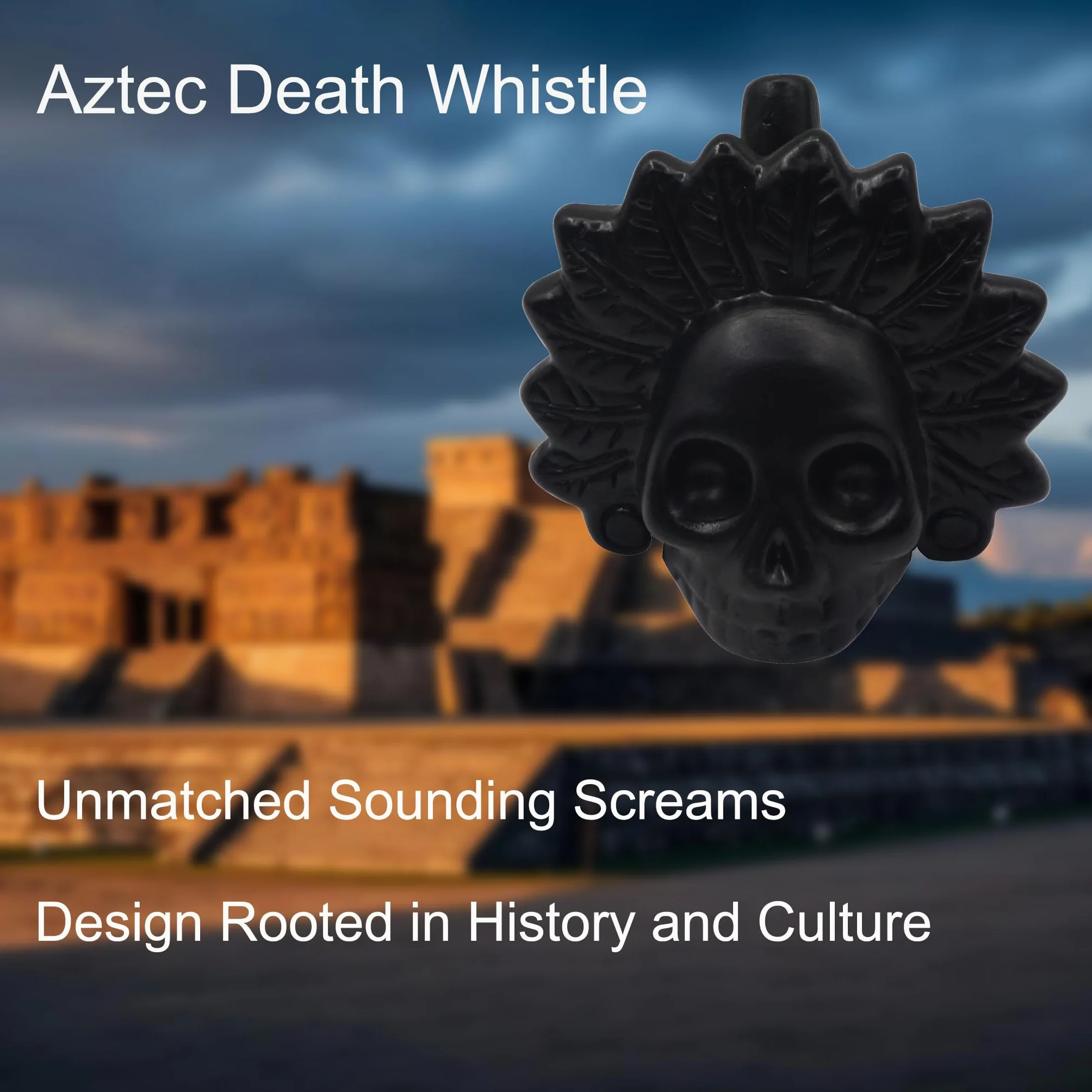 Sifflet de Guerre Aztèque Aztec Death Whistle 126dB Sons de Cris Humains Noir