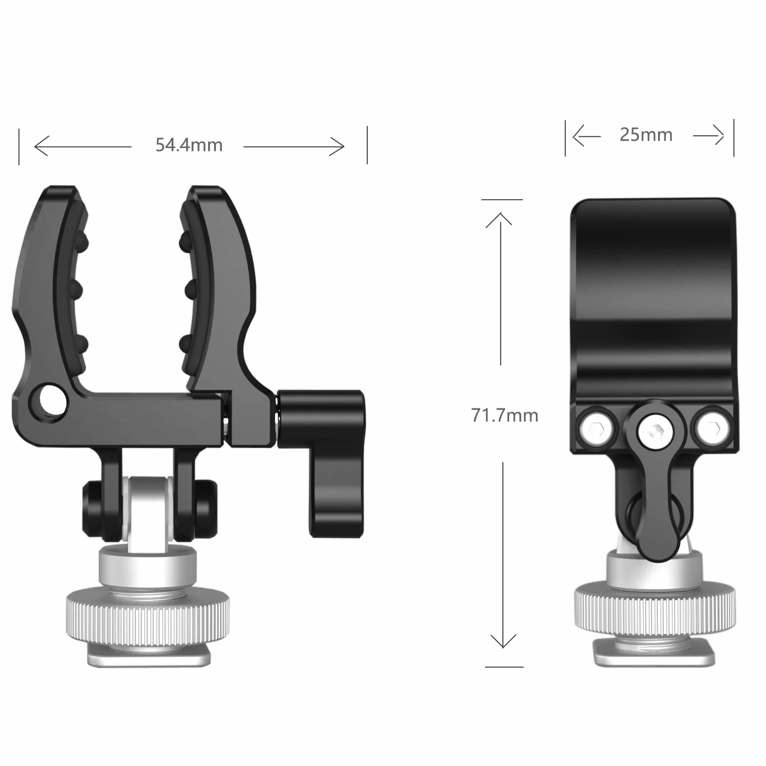 NICEYRIG Clip de Microphone avec mâchoire 18,5-35 mm, Alliage d'aluminium et Acier Inoxydable, Tampon Anti-Chocs Silicone, Trou fileté 1/4"