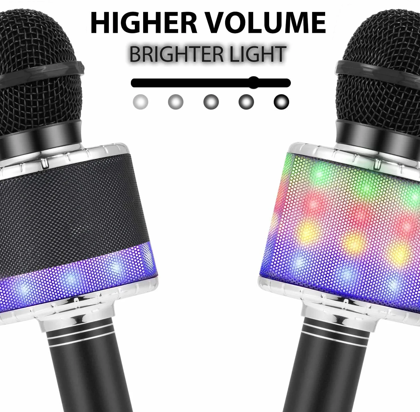 Fede Microphone Karaoké sans Fil Bluetooth LED Multicolore Portable Haut-Parleur pour Enfants Adultes Chanter Compatible Android iOS PC