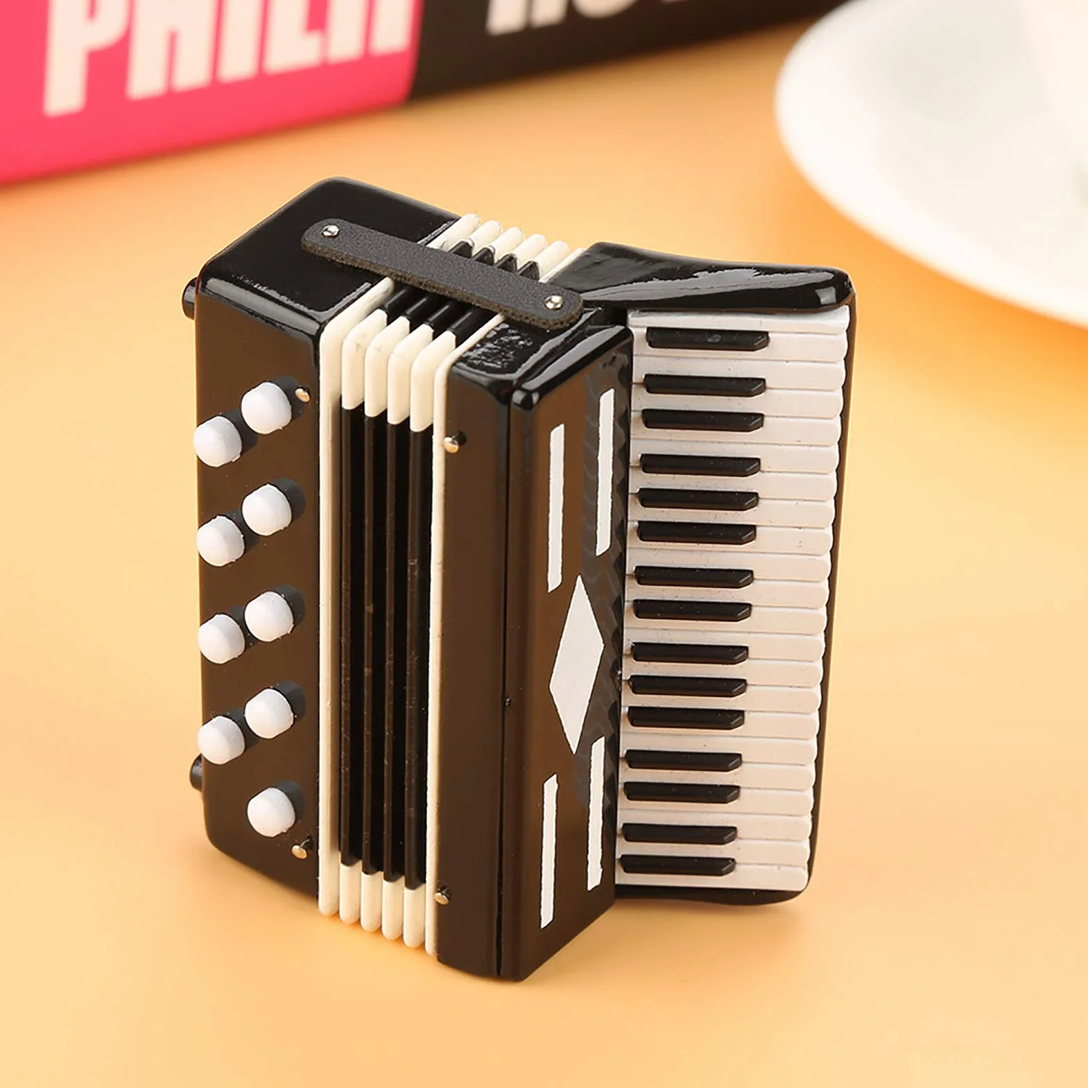 Accordéon Miniature 3 Pouces, Ornement de Décoration d'Instrument de Musique avec Boîte