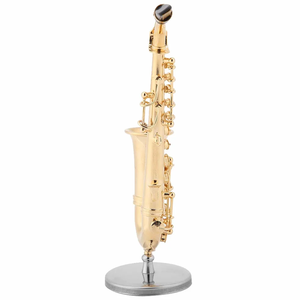 Saxophone alto miniature cuivré avec socle et coffret en bois