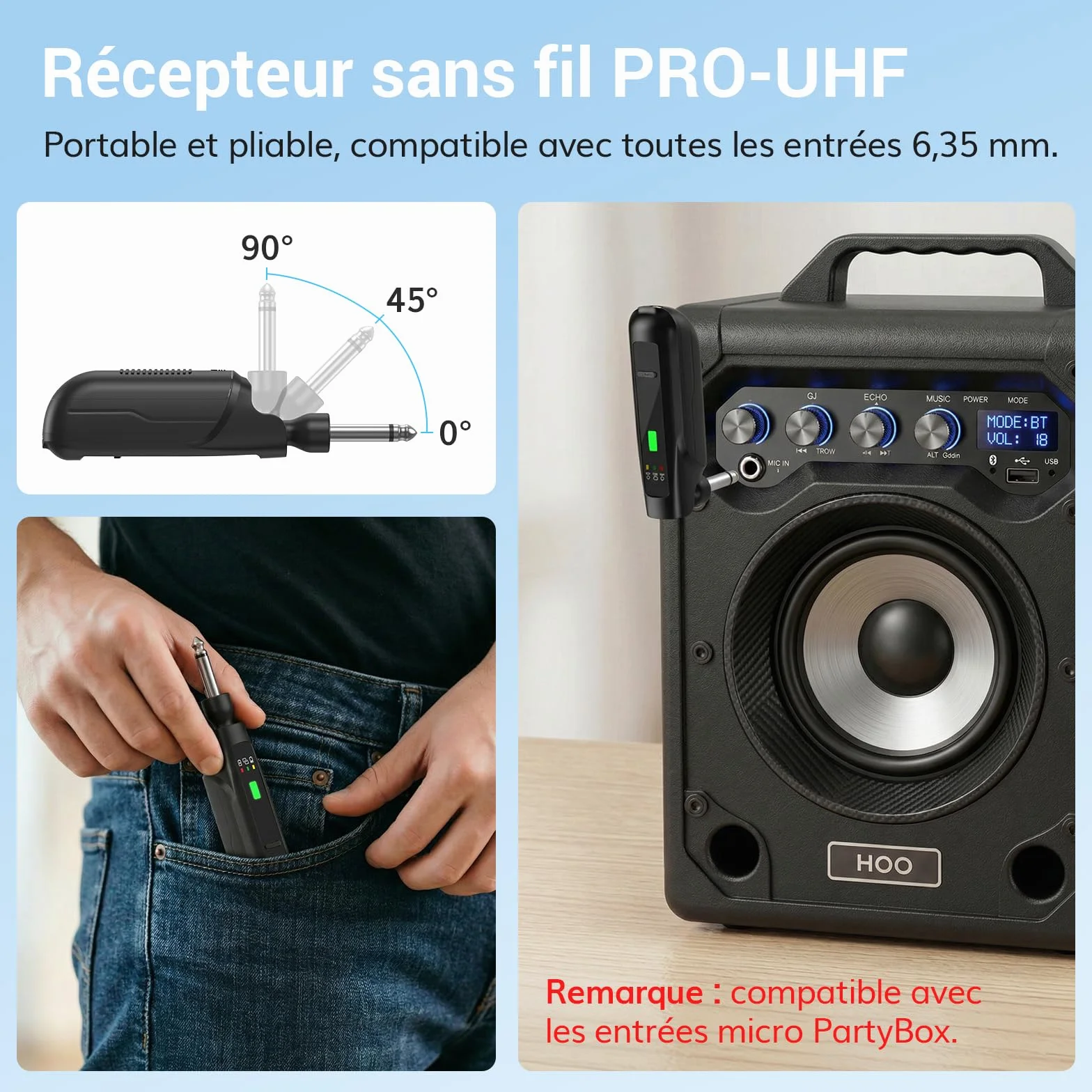 TONOR Microphones Dynamiques sans Fil 2.4GHz Rechargeables, Système Double Micro à Main avec Récepteur, Autonomie 30H pour Karaoké