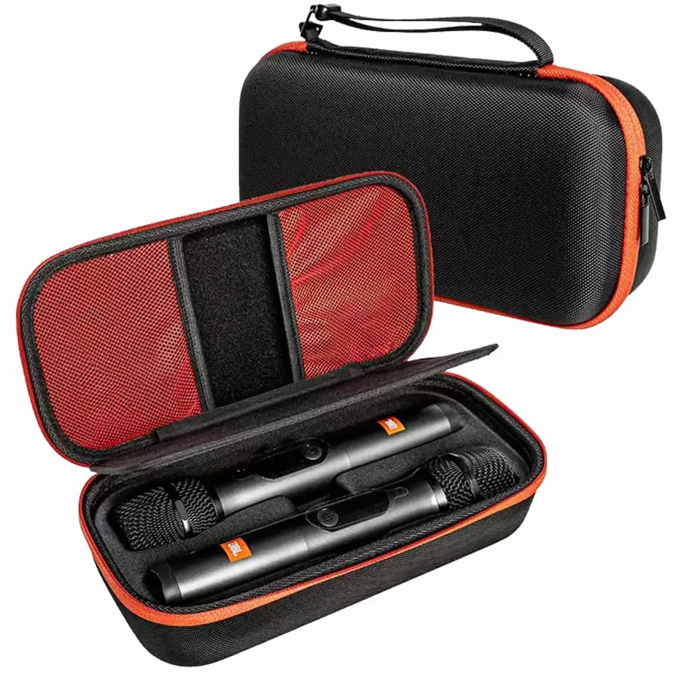 JBL PartyBox Housse Rigide EVA pour Système de Microphone Sans Fil, Étui de Transport Portable pour Deux Micros à Main