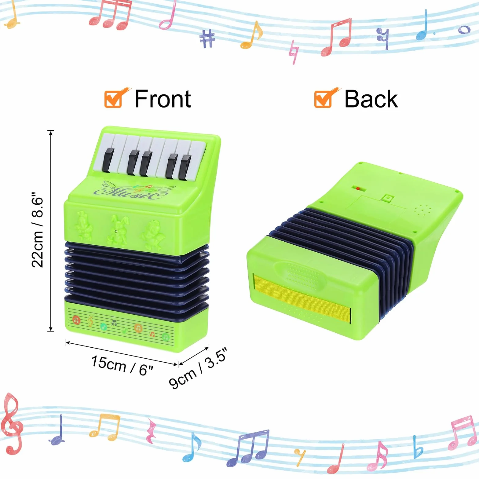 Accordéon 13 touches Mini instrument de musique Vert Cadeau éducatif pour adultes débutants