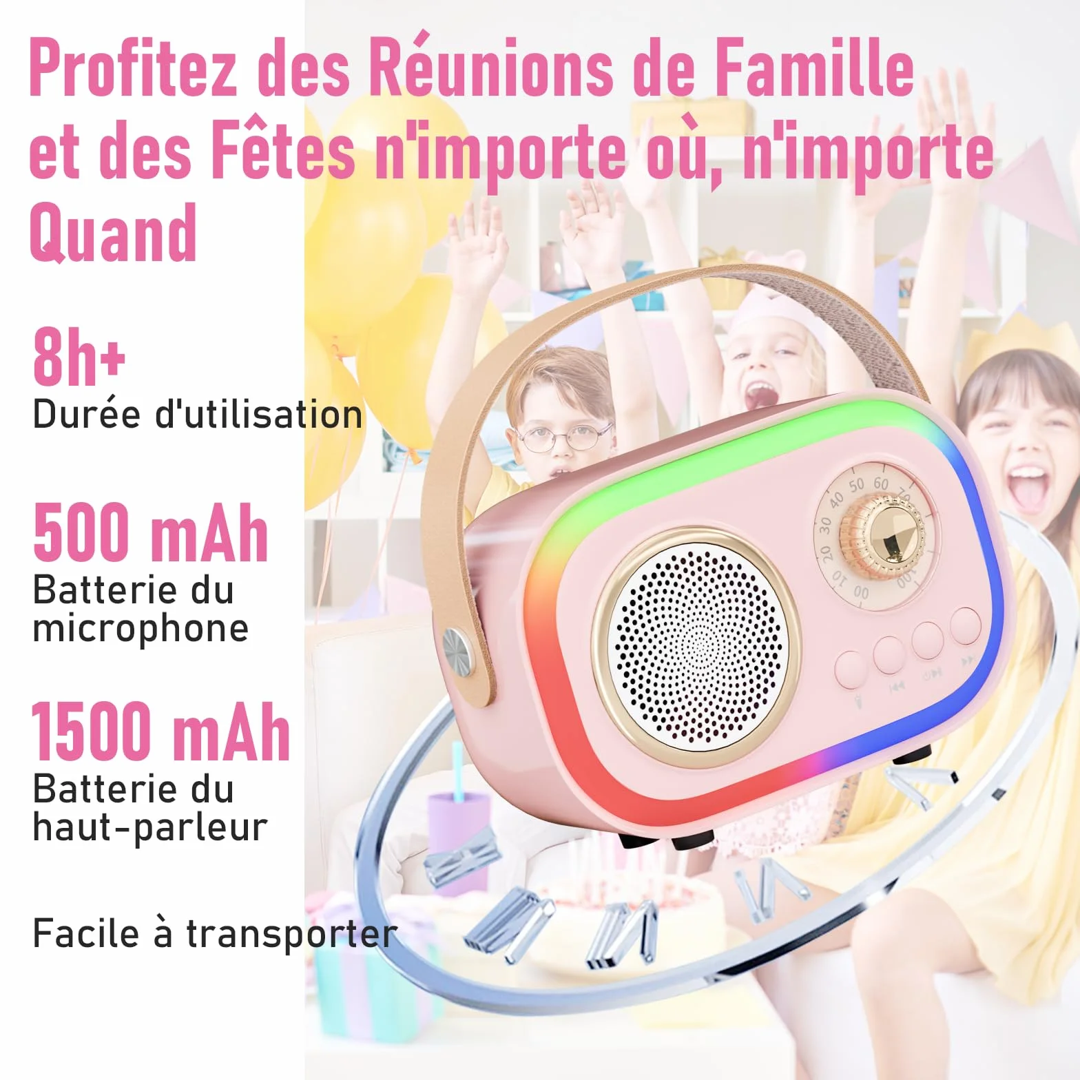 Micro Karaoke Enfant Cadeau Fille 4-12 Ans Anniversaire Jouet Microphones
