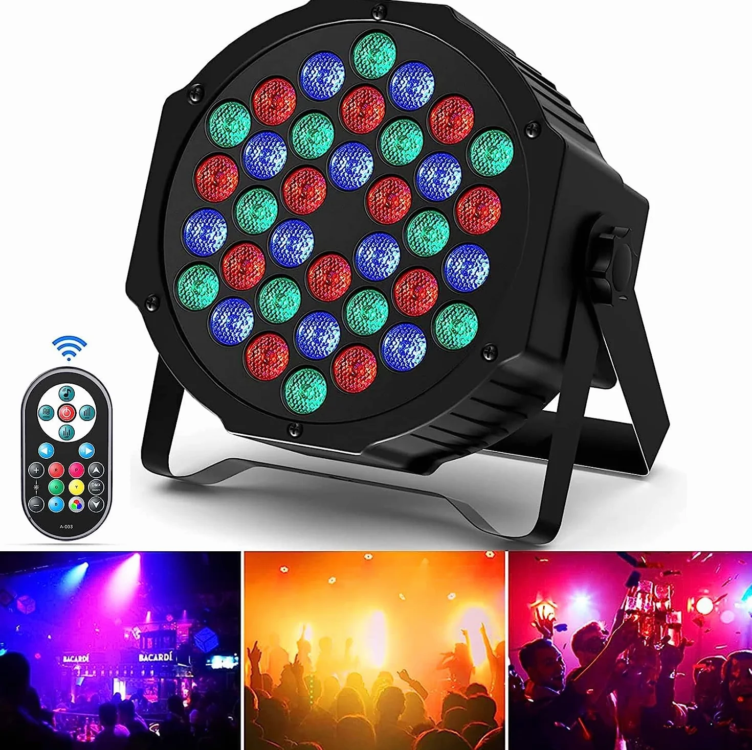 U`King 72W Par 36 LED Projecteur RGB Lumiere de Scene avec Télécommande
