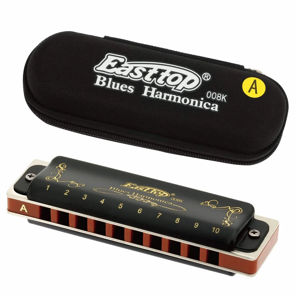 East top Harmonica diatonique en A 10 trous 20 tons T008K avec étui noir