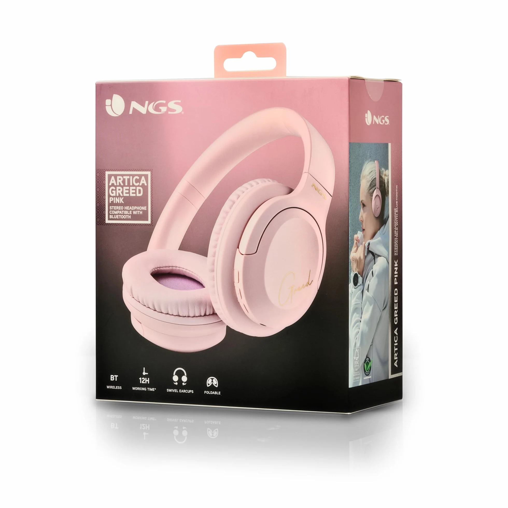 Casque Supra-aural sans Fil Bluetooth Rose NGS Artica Greed Pink 40h Microphone Intégré Pliable