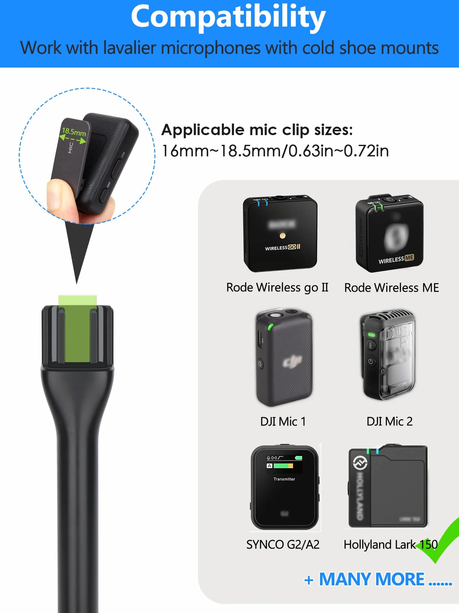 YOUSHARES Poignée Micro DJI Adaptateur de Micro Main sans Fil Support Micro Cravate pour DJI Mic 2 Rode Wireless GO II Wireless Me Pro avec Bonnette Micro Handle Mic