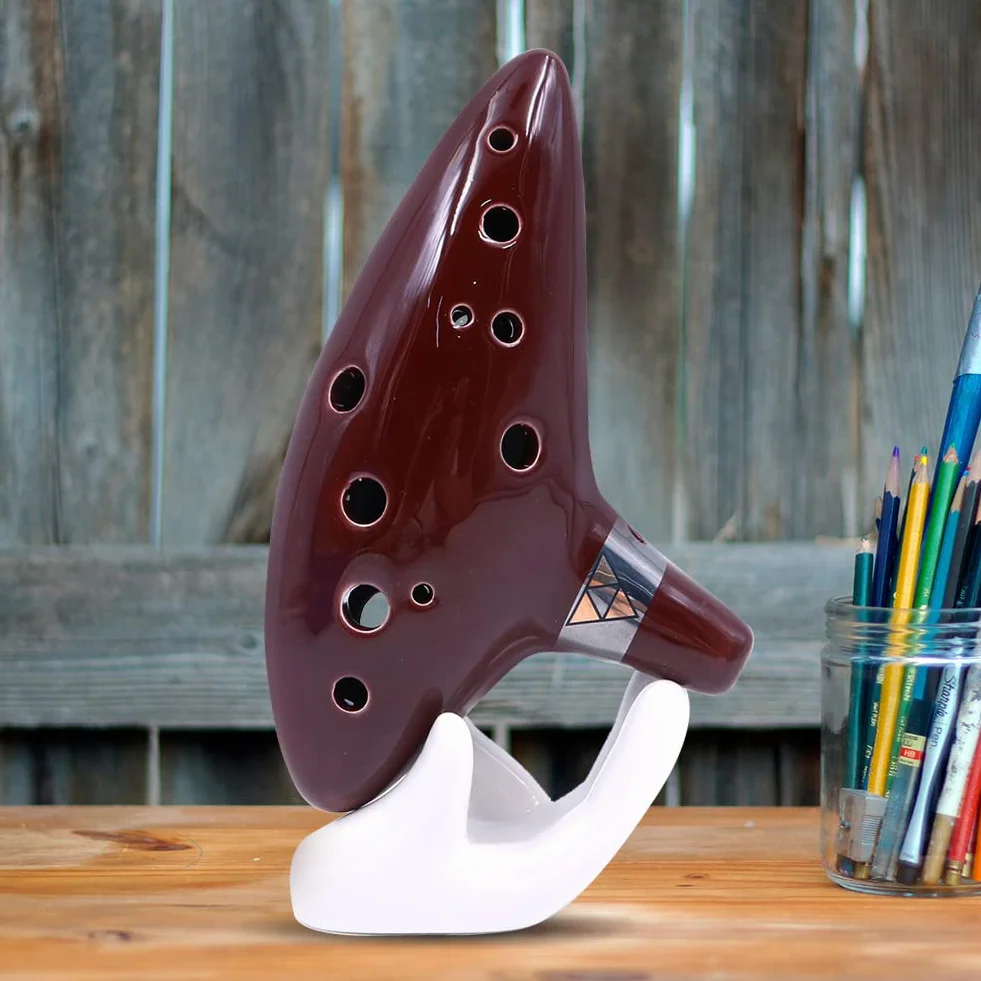 Alnicov Ocarina Alto Do 12 trous avec guide de démarrage et sac de protection Marron