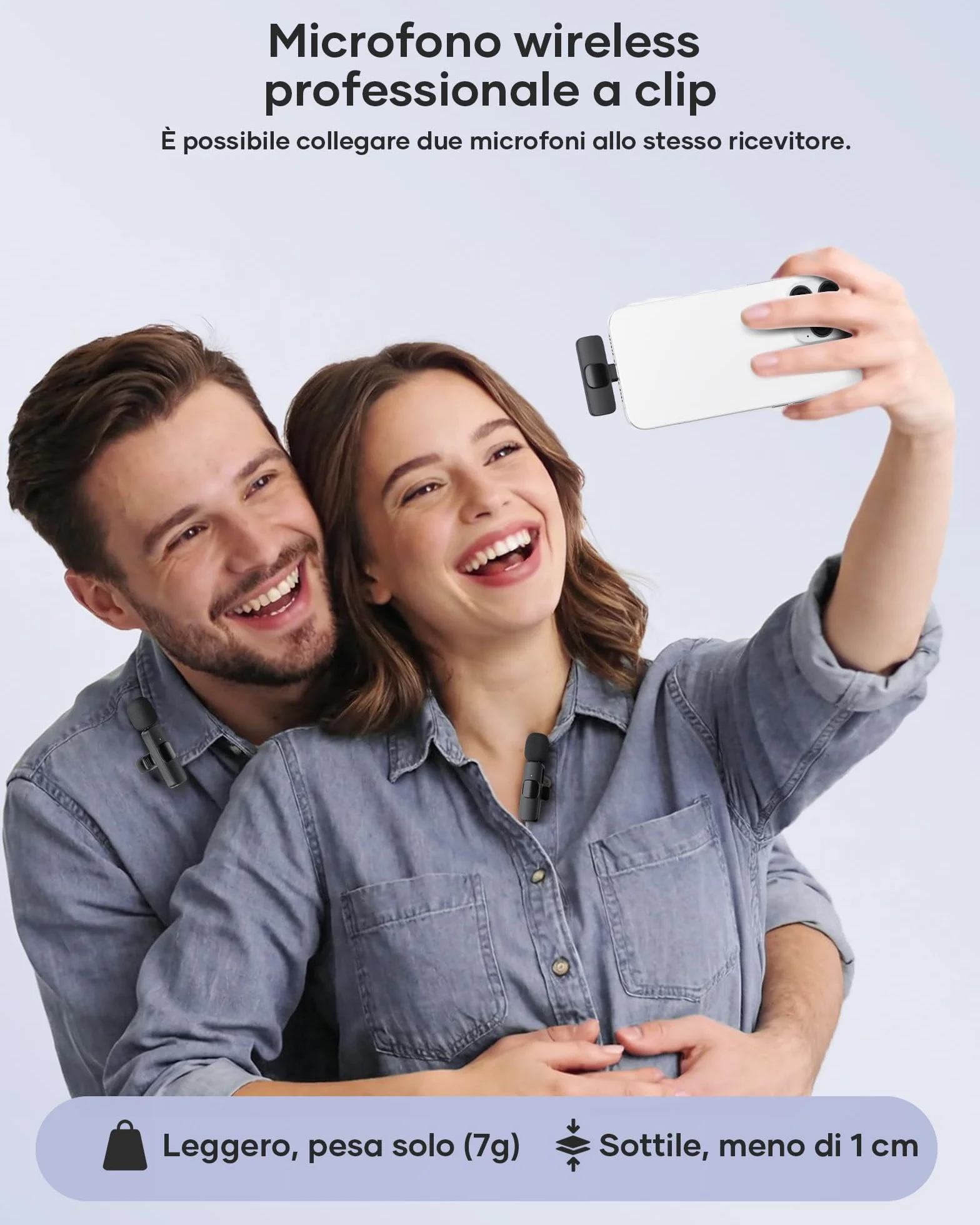 KUKIHO 2 Microphones Cravate sans Fil pour iPhone/Smartphone, Mini-Micro USB-C, Réduction du Bruit, avec Pince