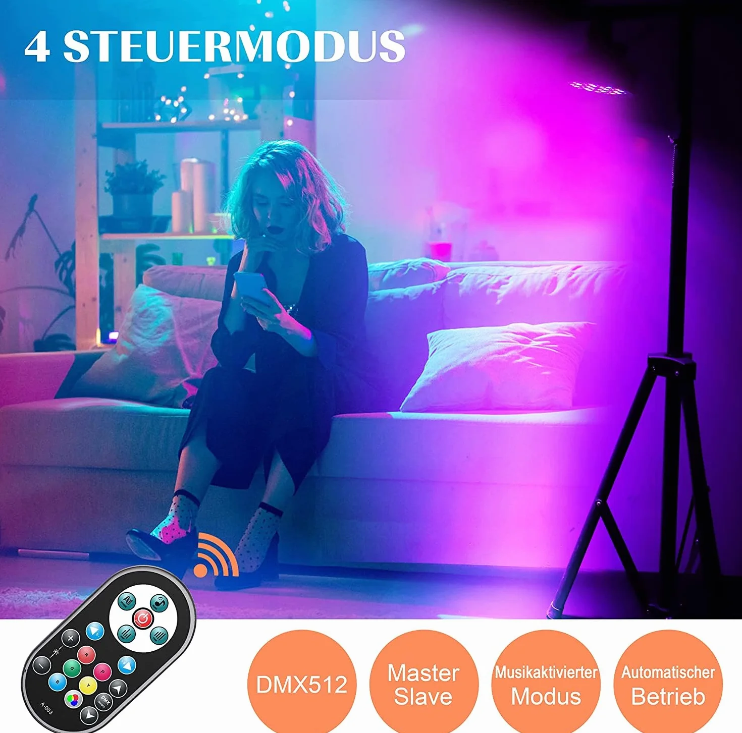 U`King 72W Par 36 LED Projecteur RGB Lumiere de Scene avec Télécommande