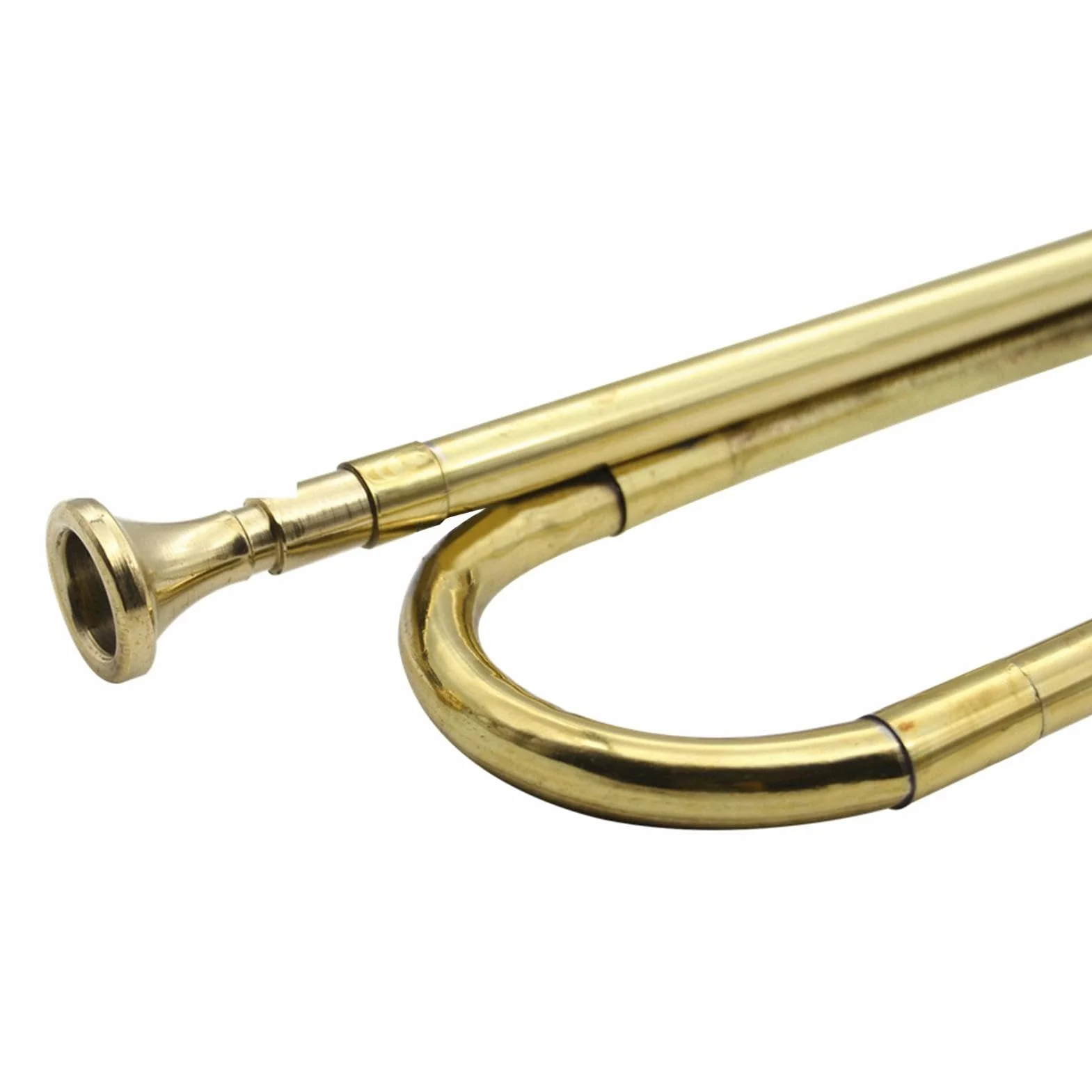 Trompette de cavalerie en laiton plaqué or - Instrument de corne de clairon rétro
