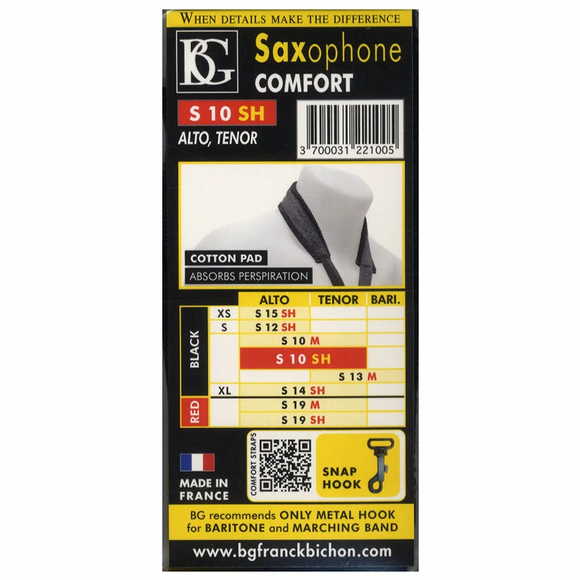 BG Cordon confort pour saxo mousqueton