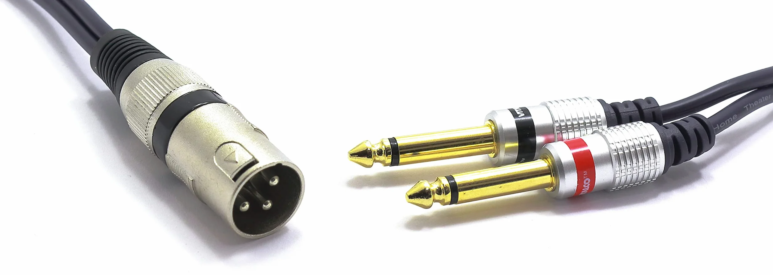 Câble XLR Mâle vers Double Jack 6.35mm Mono 5m Audio Adaptateur Prise 3 Broches Connecteur XLR vers 2x Mâle Jack 6.35 TS Câble de Connexion Microphone Audio splitter Stereo Répartiteur