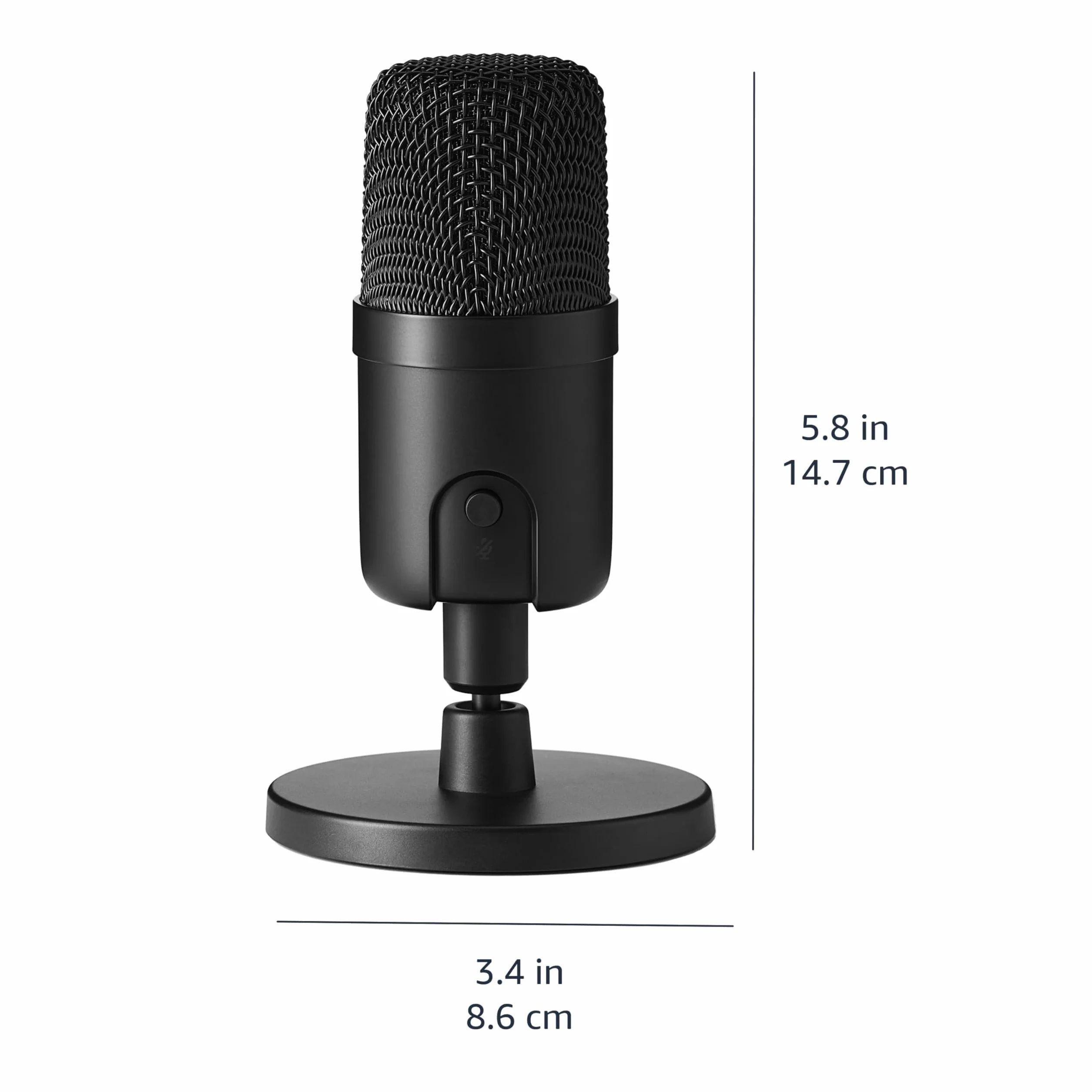 Amazon Basics Microphone à condensateur USB miniature cardioïde pour streaming jeux podcasting Noir 5.8 x 3.4 inches