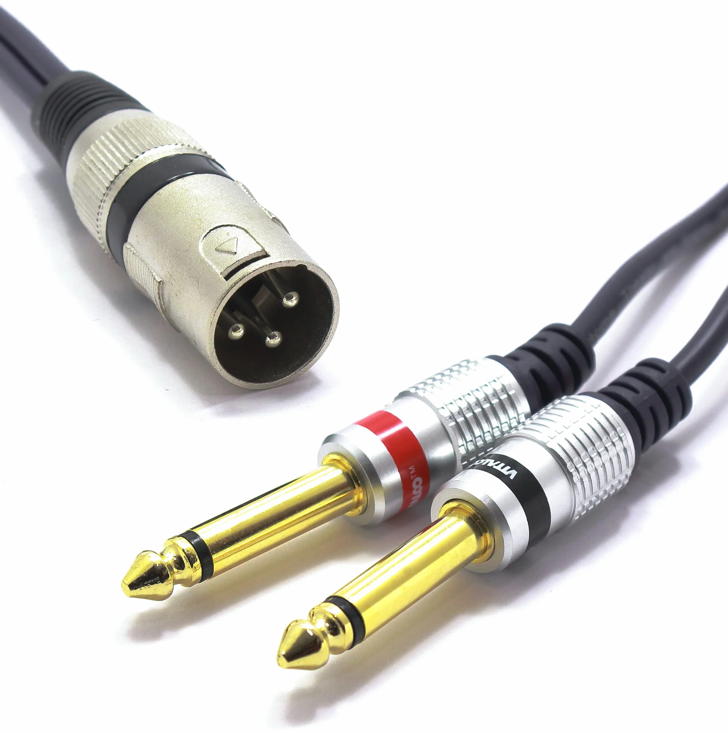 Câble XLR Mâle vers Double Jack 6.35mm Mono 5m Audio Adaptateur Prise 3 Broches Connecteur XLR vers 2x Mâle Jack 6.35 TS Câble de Connexion Microphone Audio splitter Stereo Répartiteur