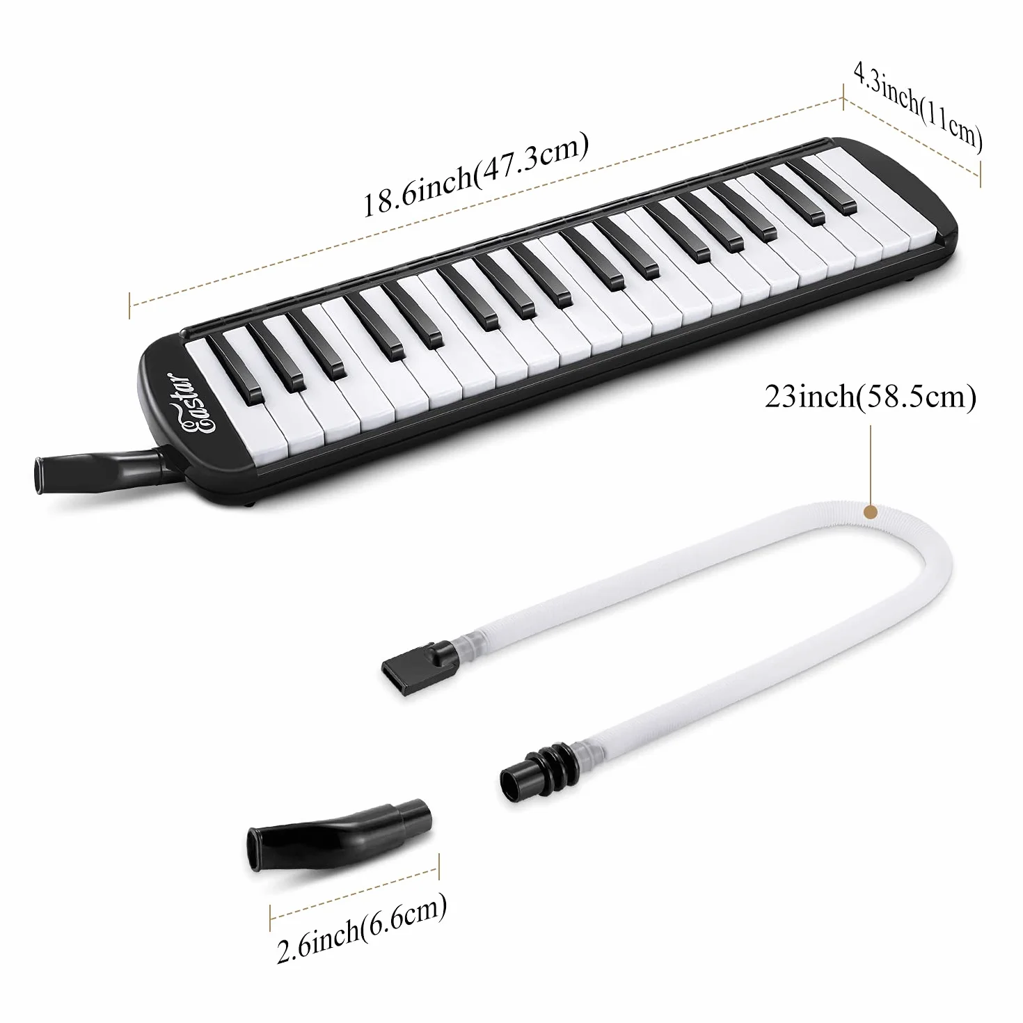 Eastar Melodica 37 Touches Instrument à Vent pour Enfants Débutants avec Sac de Transport Noir
