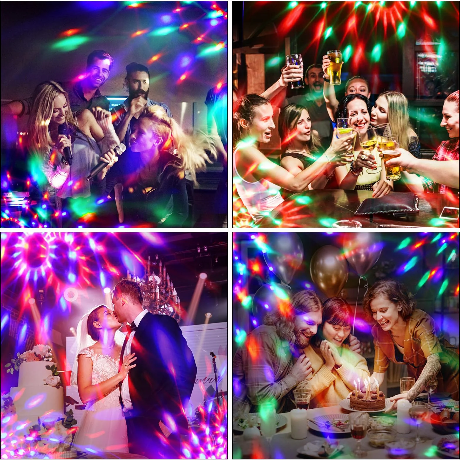 YAZEKY 2 Pack Boule Disco Lumière Soirée Lampe de Scène Projecteur 360° Rotative 7 RGB avec Télécommande