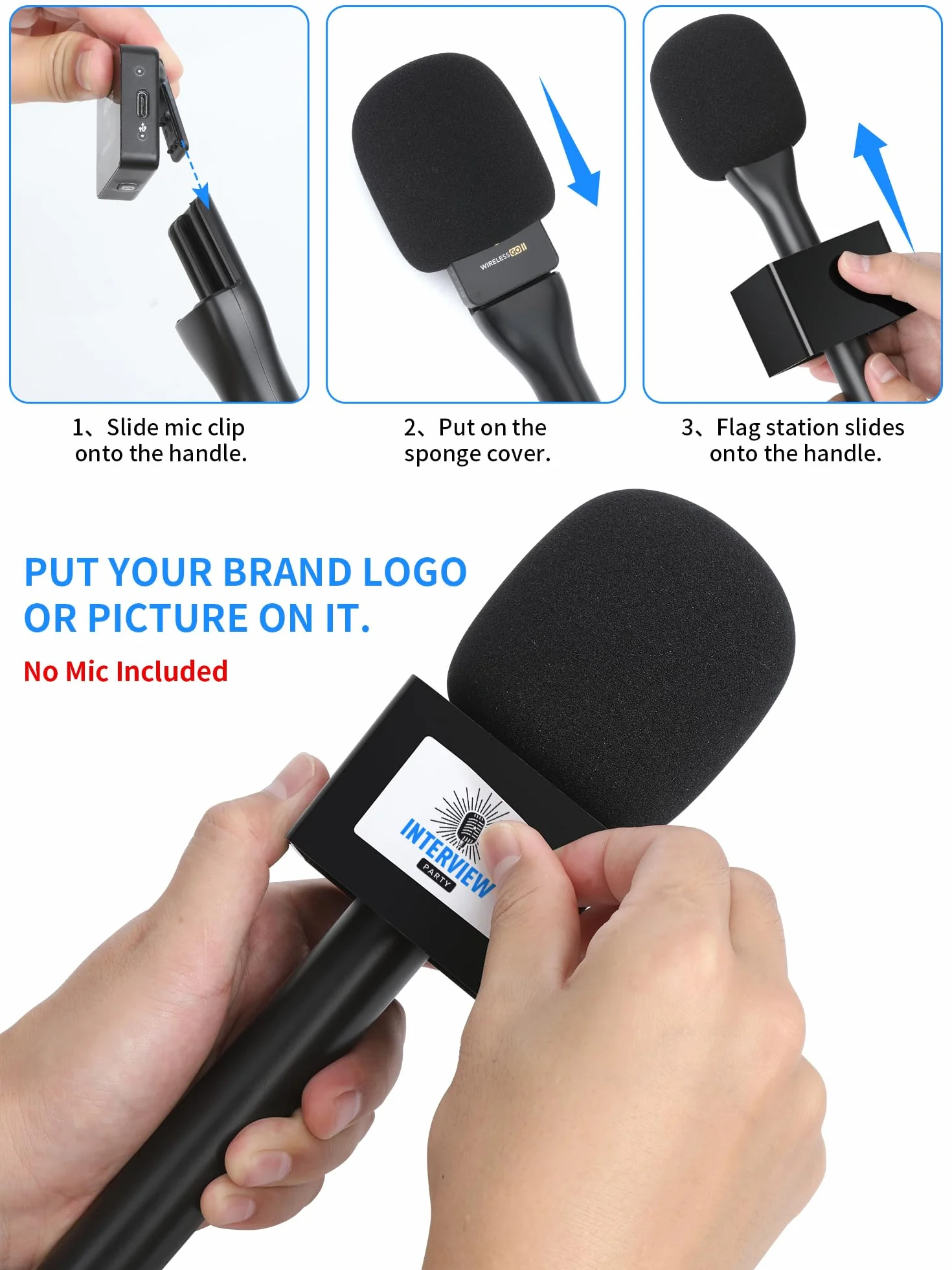 YOUSHARES Poignée Micro DJI Adaptateur de Micro Main sans Fil Support Micro Cravate pour DJI Mic 2 Rode Wireless GO II Wireless Me Pro avec Bonnette Micro Handle Mic