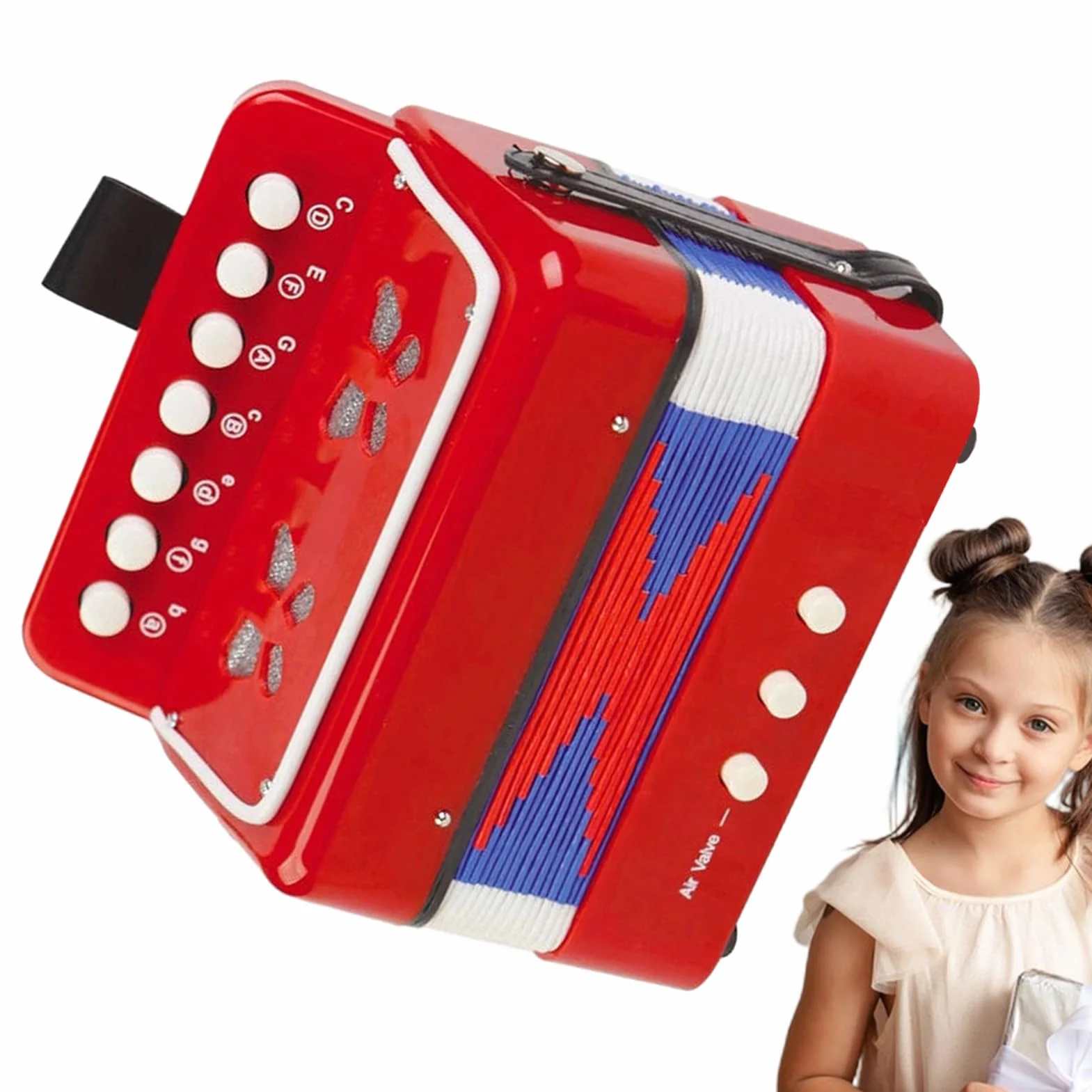 Accordéon Enfant 7 Touches Bouton Instrument Lumières Jouet Débutants