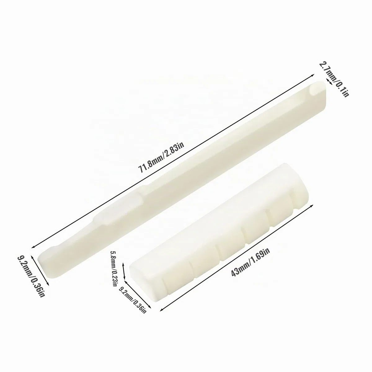 Ensemble de Sillets de Tête et Chevalet en os Véritable est Compatible pour Guitare Acoustique 72/43 mm, Pack de 2