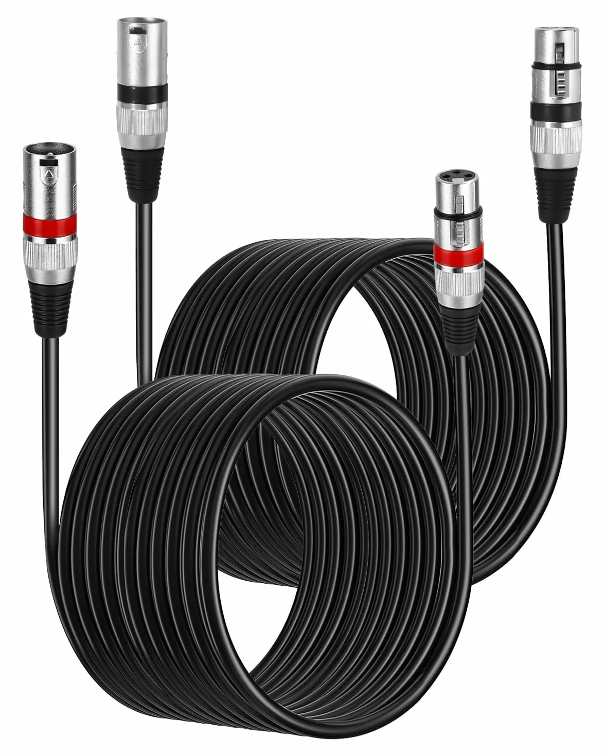 Câble XLR 10M 2 Pack, Câble Microphone Symétrique 3 Broches Mâle vers Femelle pour Micro, Table de Mixage, Podcast