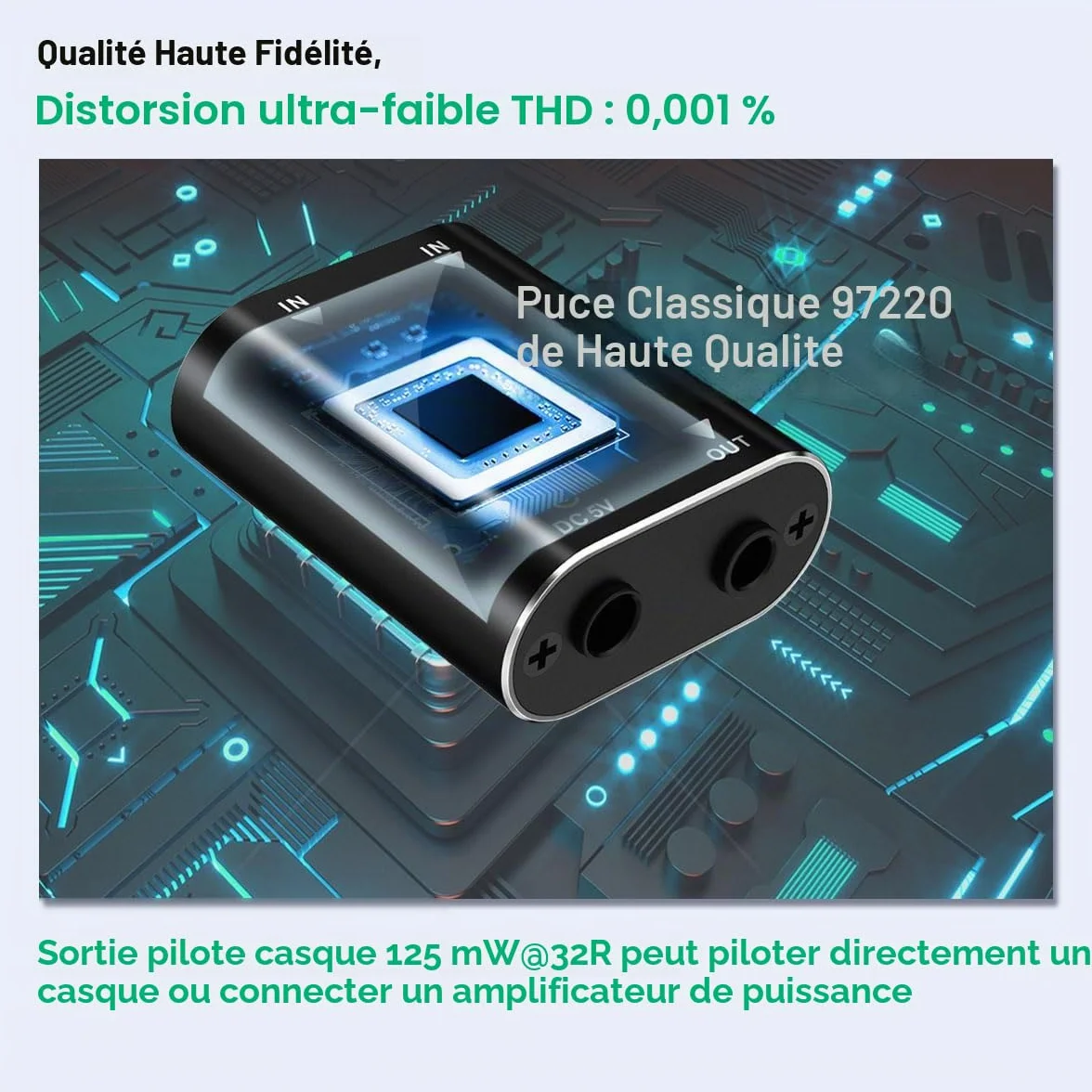 Cooidea 2 Channel Stereo Audio Mixer Coquille en Métal Interface AUX 2 Entrées 1 Sortie Mini Mélangeur Stéréo