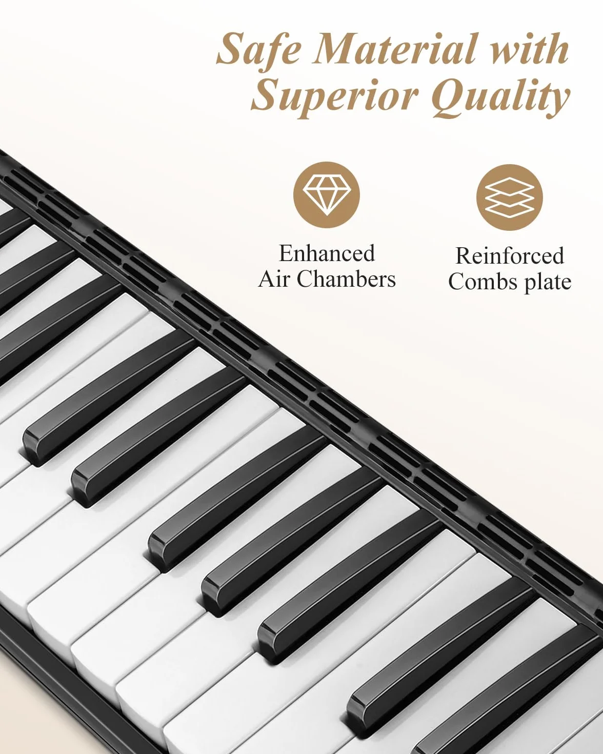 Eastar Melodica 37 Touches Instrument à Vent pour Enfants Débutants avec Sac de Transport Noir