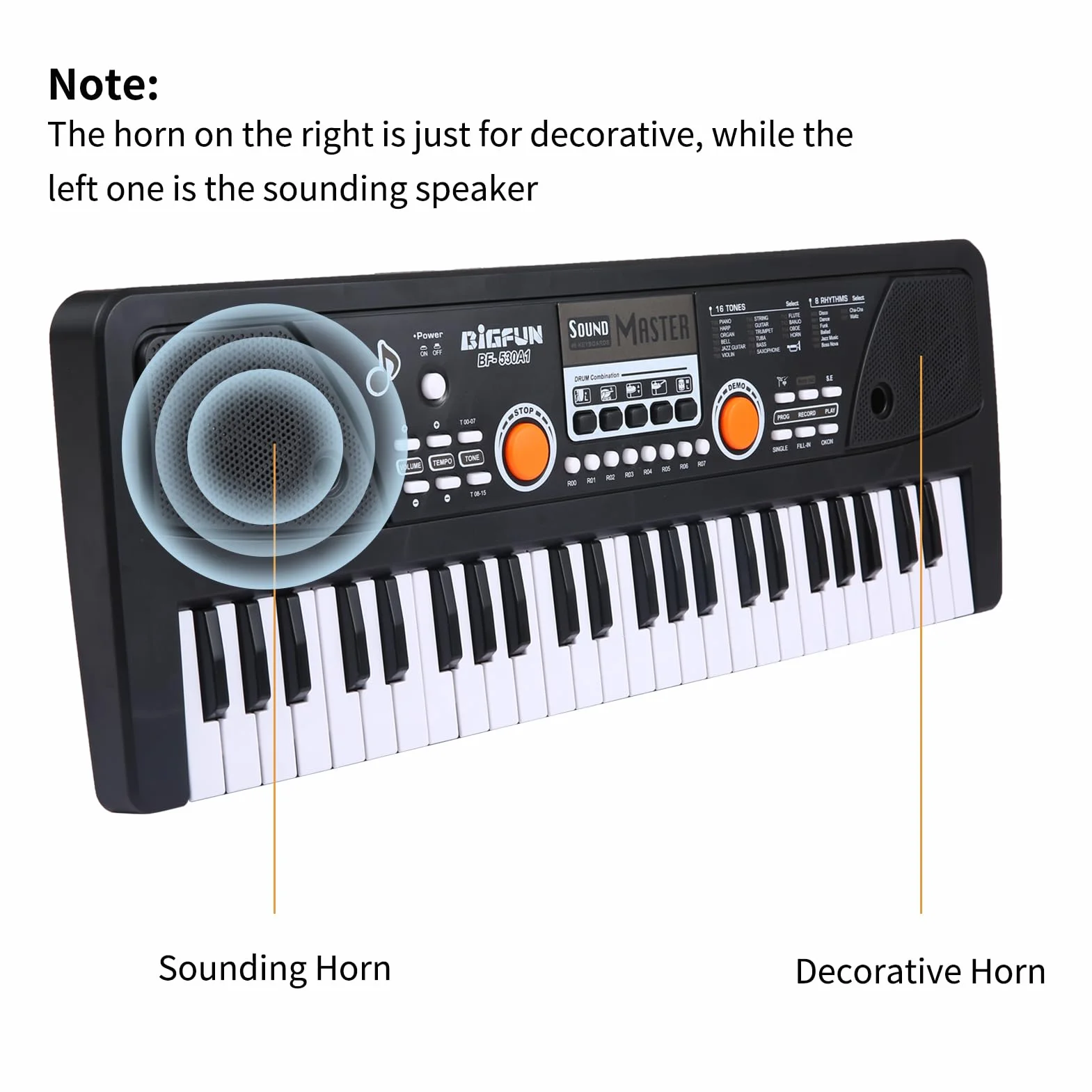USB Orgue Électronique Piano Électrique 49 Touches avec Microphone Noir Haut-parleurs Stéréo Intégrés 16 Tons 8 Rythmes