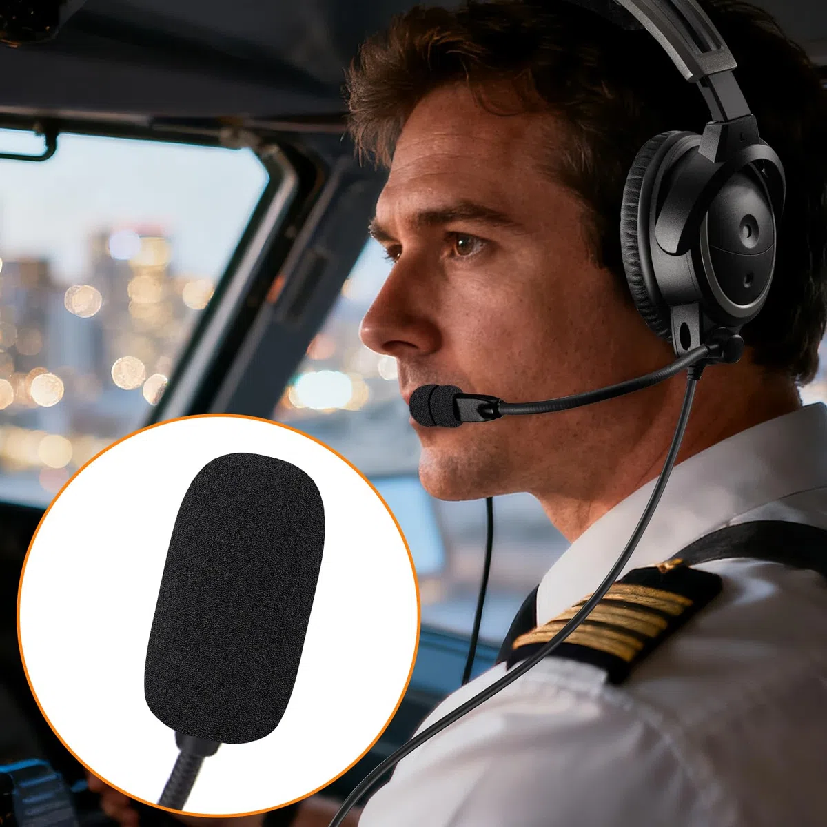 SOULWIT Couverture de Microphone de Remplacement pour Bose Aviation X A10/A20/A30 Casque, Filtre en Éponge pour Microphone, Pack de 4 Couvre-Micros en Mousse Écran Anti-Vent