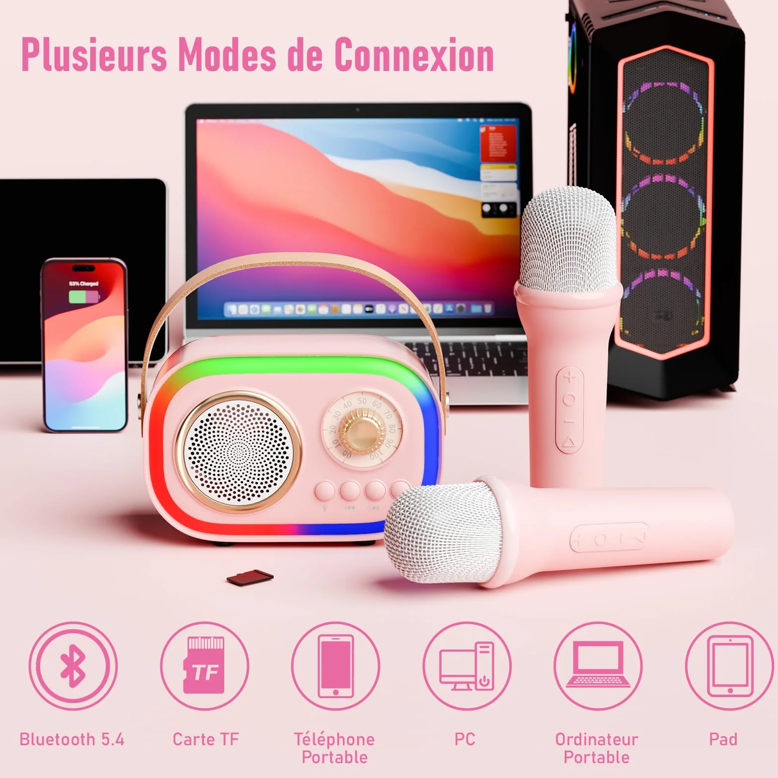 Micro Karaoke Enfant Cadeau Fille 4-12 Ans Anniversaire Jouet Microphones