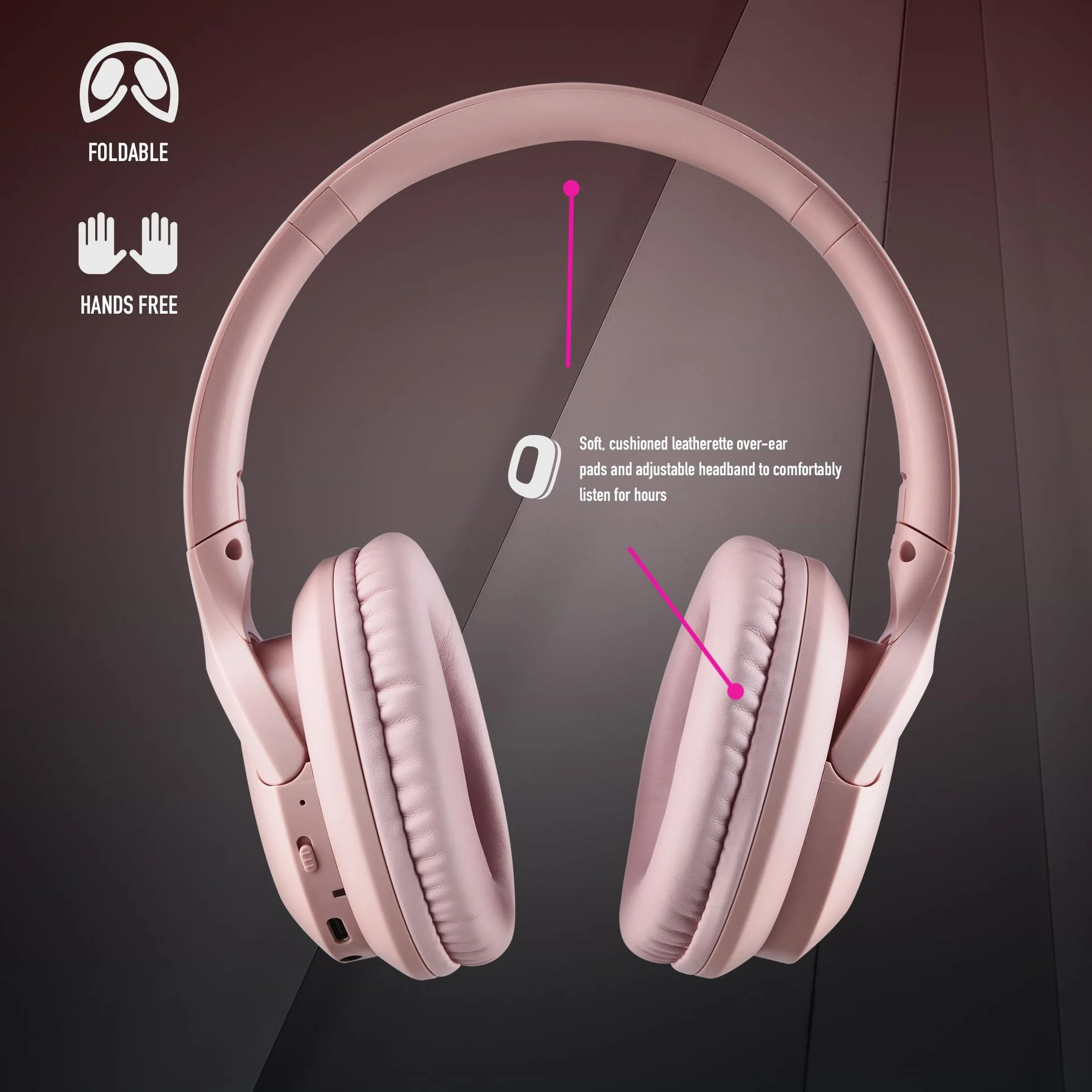 Casque Supra-aural sans Fil Bluetooth Rose NGS Artica Greed Pink 40h Microphone Intégré Pliable