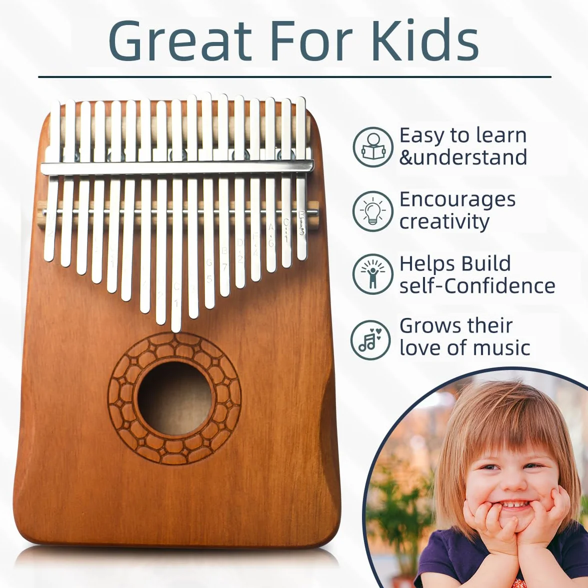 Kalimba 17 touches Mbira acajou acier marteau d'accordage protège-doigts autocollants cadeau enfants