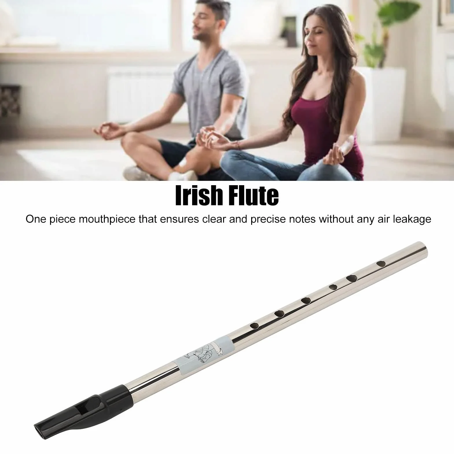Flûte irlandaise Irish Whistle 6 trous clé de ré alliage aluminium sans soudure pour débutants