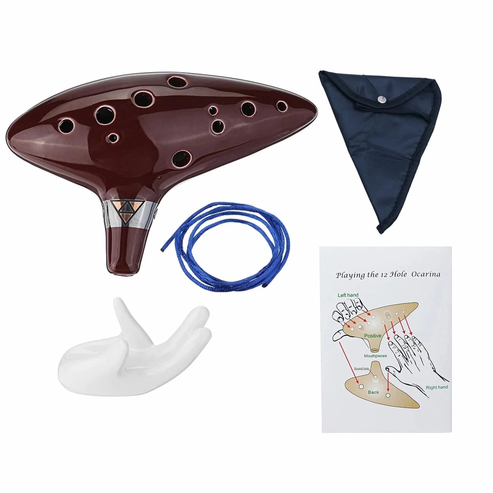 Alnicov Ocarina Alto Do 12 trous avec guide de démarrage et sac de protection Marron