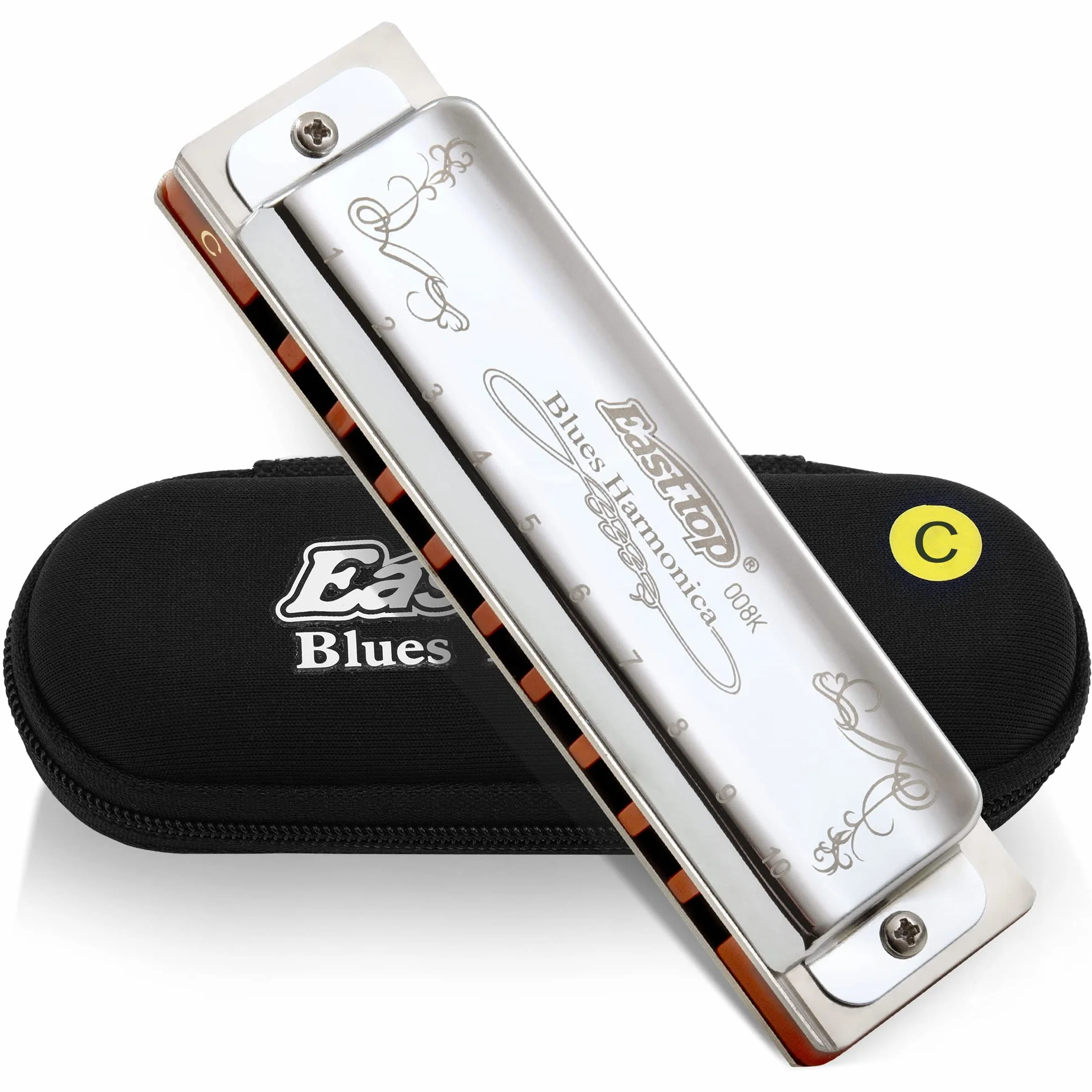 East top Harmonica diatonique en C 10 trous 20 tons T008K avec étui