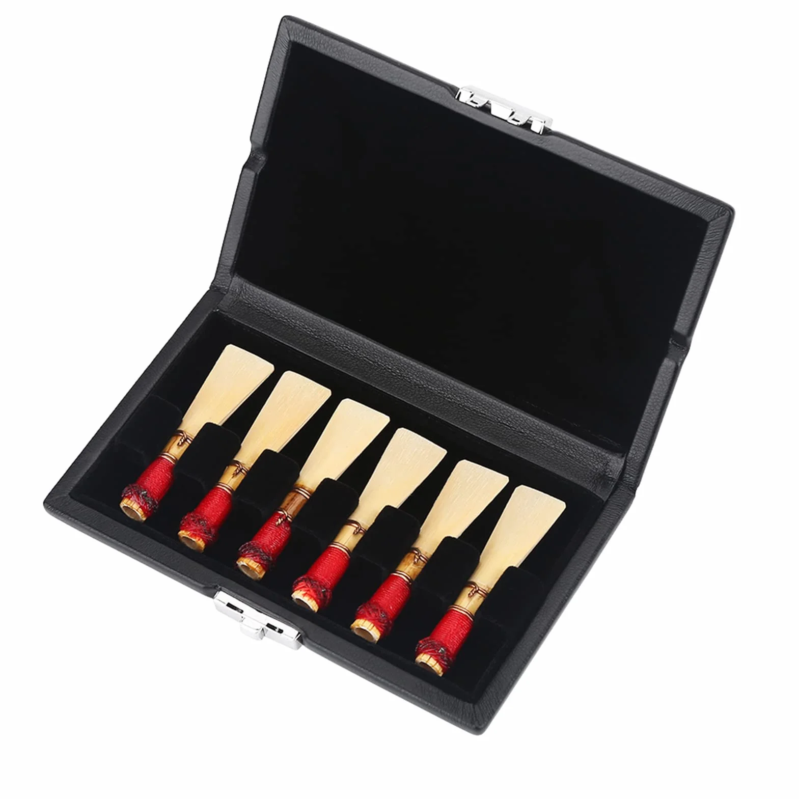 Basson Reed Case Boîte Cuir Étui Anches Saxophone Reed Container Accessoire 6 Reeds