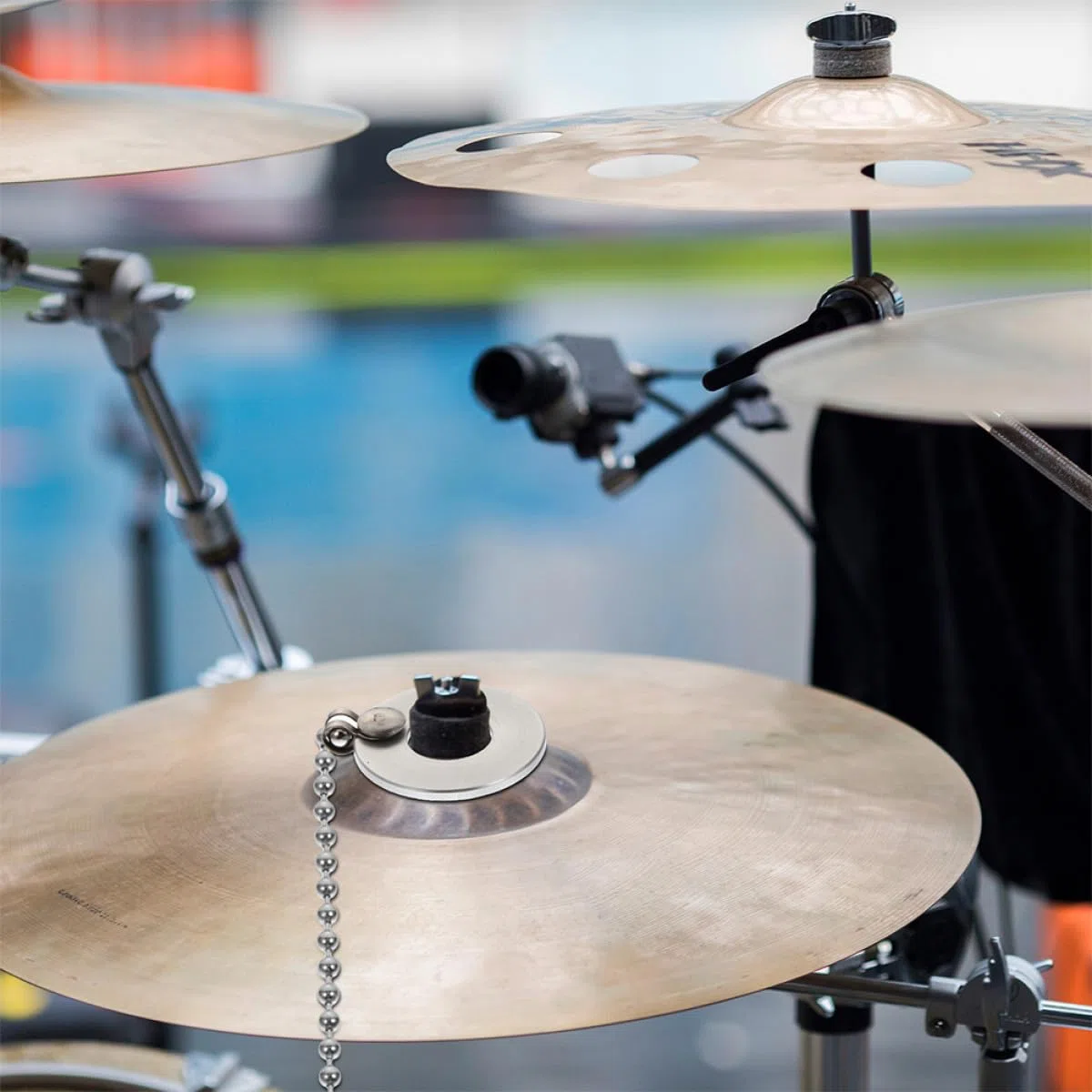 VICASKY Chaîne D'extension D'amortissement des Cymbales Longueur Réglable en Alliage D'aluminium Argenté Lot de 2 Pièces pour Ajustement Sonore pour Kit de Batterie Jazz